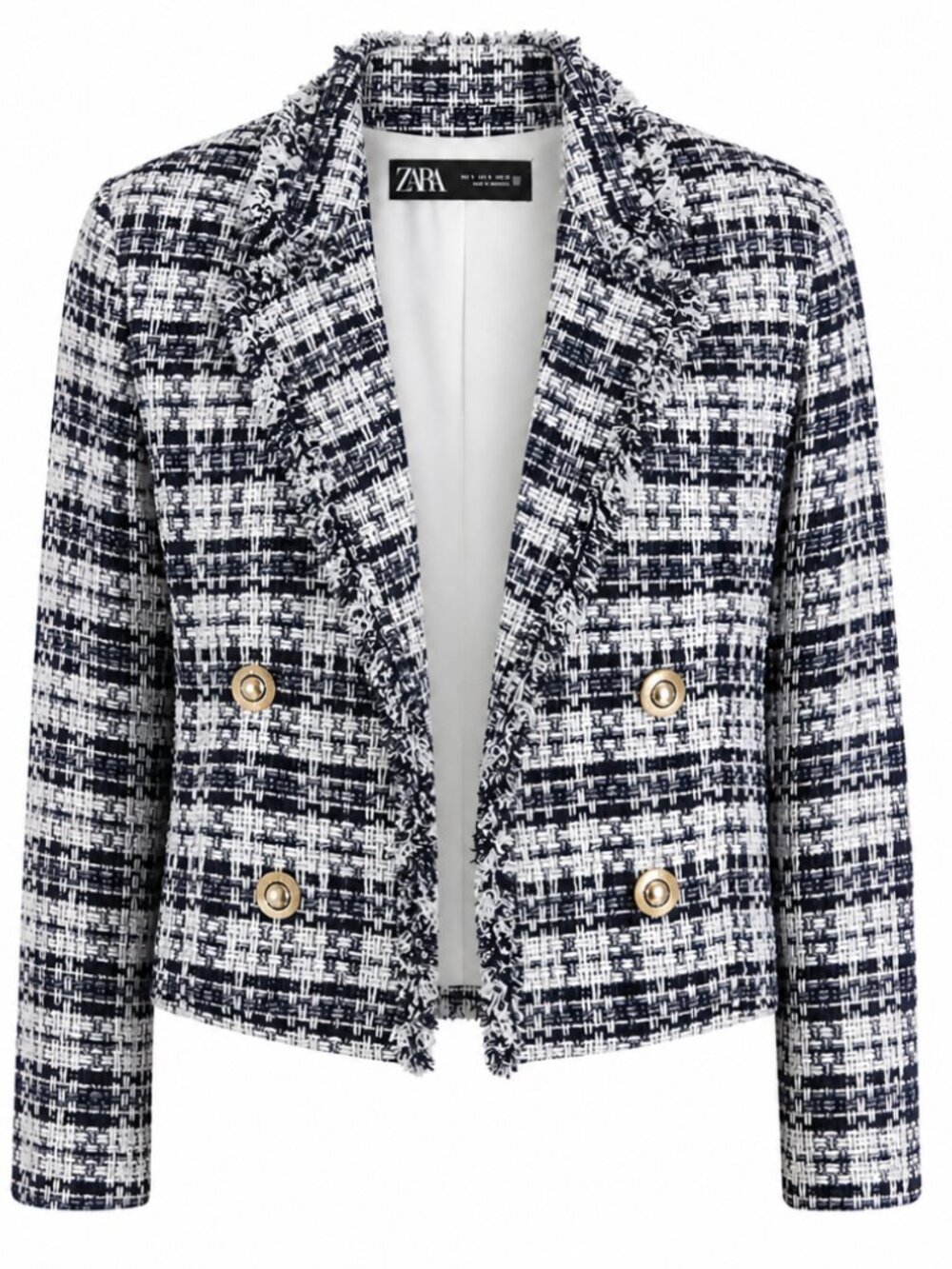 LIKE NEW Zara Textured Double Breasted Blazer Cropped Size Small